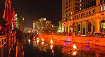 Image of WaterFire on the Providence River